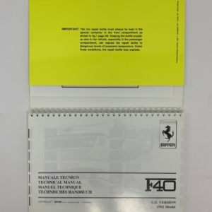 1992 Ferrari F40 Factory Original Technical User Owner's Manual, 660/91