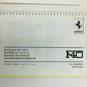 1992 Ferrari F40 Factory Original Technical User Owner's Manual, 660/91